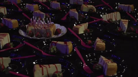 Cheesecake Table Blacklight Adjusted Stock Footage 47286501