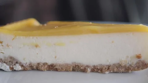 Cheesecake topping is bright and refreshing Stock Footage 342381790