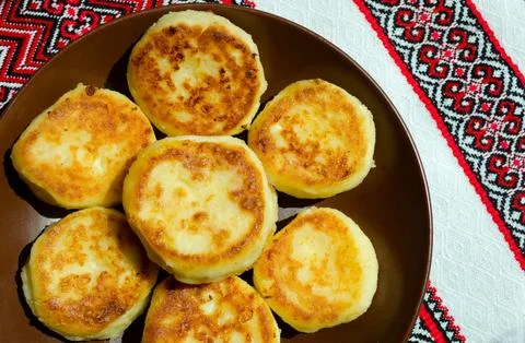 Cheesecakes on a ceramic plate. Foto stock