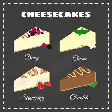 Cheesecakes set. Stock Illustration