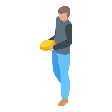 Cheesemaker holding big cheese wheel isometric illustration Ilustración de archivo