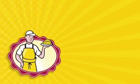 Cheesemaker holding plate of cheese. Stock-Illustration