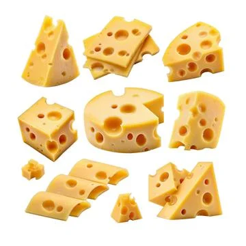 Cheeses Separated with Transparent Background Stock Illustration