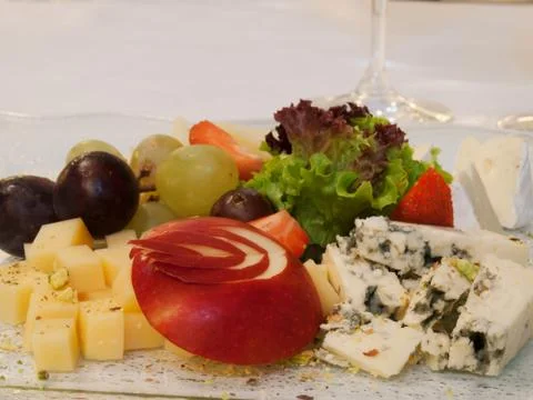 Cheesses with fruit Foto stock