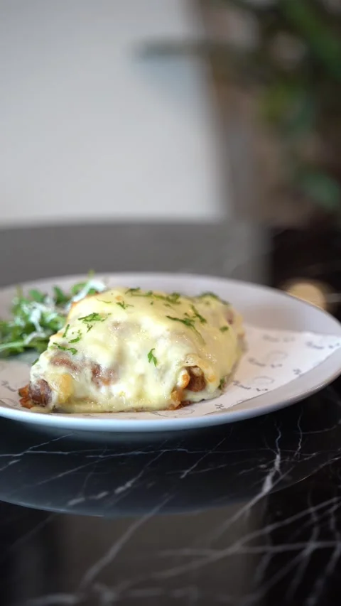Cheesy Baked Savory Dish Stock Footage 336853685