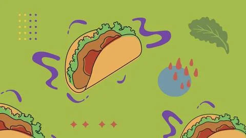 Cheesy Taco Explosion Background Stock Illustration