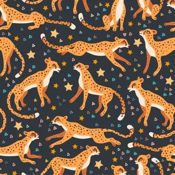 Cheetah and leopards pattern. A vector seamless Stock Illustration