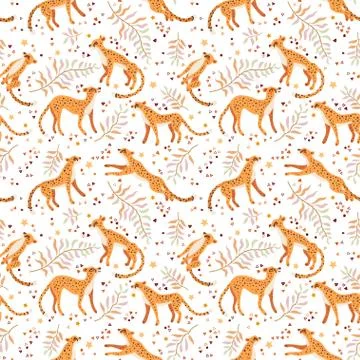 Cheetah and leopards pattern. A vector seamless Stock Illustration