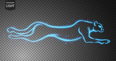 Cheetah Blue Line of Light Running Isolated on A Transparent Background, Ve.. Stock Illustration