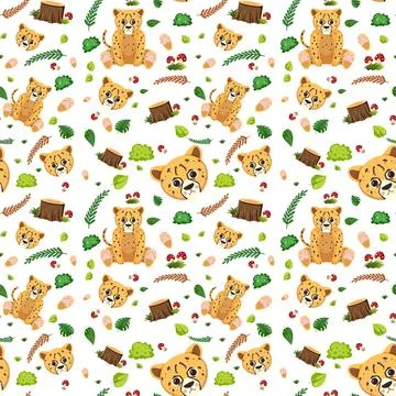 Cheetah cute animal seamless pattern Illustrazione stock