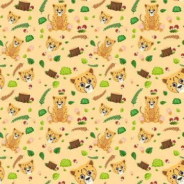 Cheetah cute animal seamless pattern Illustrazione stock