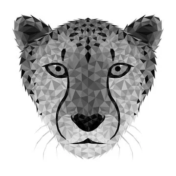 Cheetah Low poly. Low poly Cheetah face イラスト素材