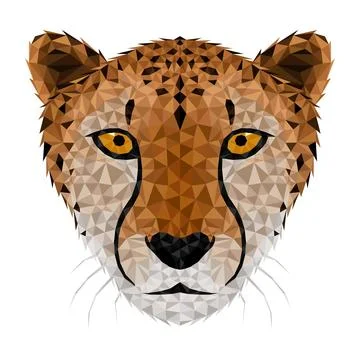 Cheetah Low poly. Low poly Cheetah face Illustrazione stock