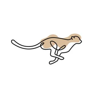 Cheetah Monoline Art Stock Illustration