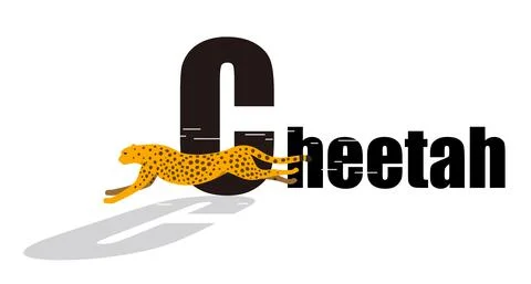 Cheetah running side flat 3D icon design, vector illustration Stock Illustration