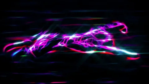 Cheetah running through savannah neon draw cartoon animation seamless loop Stock Footage 80185667