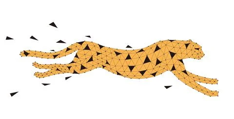 Cheetah is running, triangle mesh, vector illustration Stock Illustration