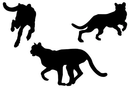 Cheetah silhouettes with cliping path Stock Illustration