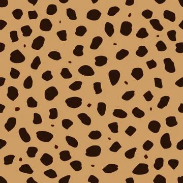 Cheetah skin with stains as a seamless pattern, spots are scattered in a chao Stock Illustration
