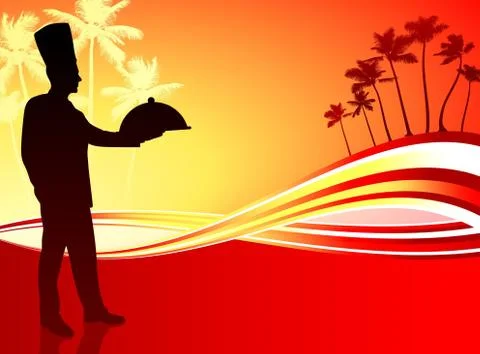 Chef on abstract tropical background Stock Illustration