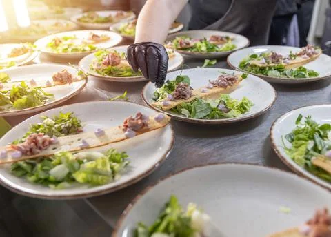 Chef adding the final touch Stock Photos