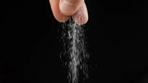 Chef adds salt to the dish, cooking in slow motion, cooking food Stock Footage 110910093
