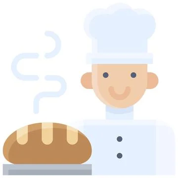 Chef and Bread icon, Bakery and baking related vector Stock Illustration
