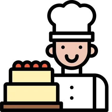 Chef and Cake icon, Bakery and baking related vector Stock Illustration