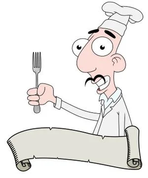 Chef and scroll Stock Illustration