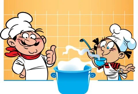 Chef and student cook Stock Illustration