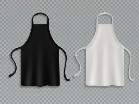 Chef apron. Black white culinary cloth aprons chef uniform kitchen cotton Stock Illustration