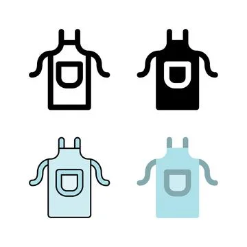 A chef apron icon set, perfect for representing cooking, baking, chef wear,.. Stock Illustration