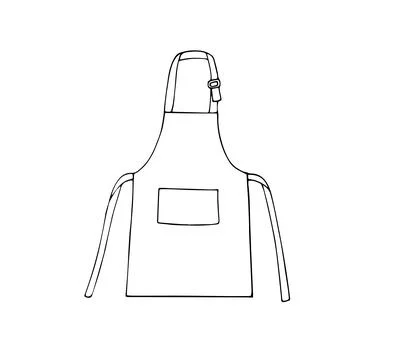 Chef apron with pocket. Adjustable cooking apron for men or women. Hand-dra.. Stock Illustration