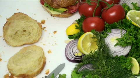 Chef Assembles Croissant vegetable sandwich Stock Footage