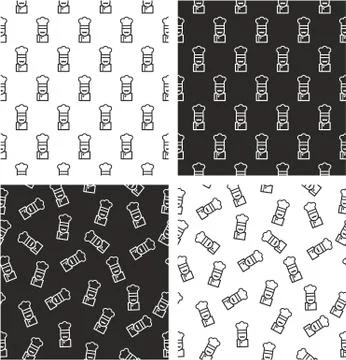 Chef Avatar Aligned &amp; Random Seamless Pattern Set 스톡 일러스트