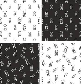 Chef Avatar Big &amp; Small Aligned &amp; Random Seamless Pattern Set Stock Illustration