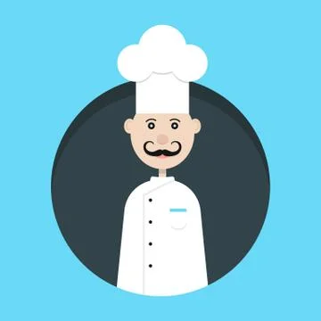 Chef avatar in dark circle Stock Illustration