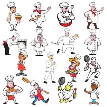 Chef Baker Cook Cartoon Set Illustrazione stock