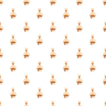 Chef baker holding bread loaf seamless pattern Stock Illustration