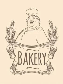 Chef baker label unicolorous Stock Illustration