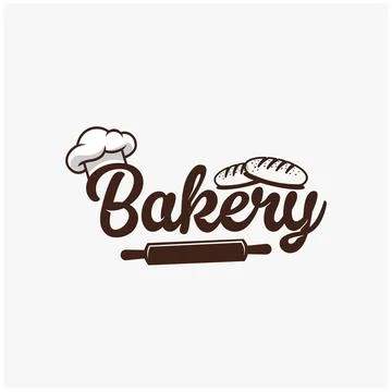 Chef bakery logo design premium vector Stock Illustration