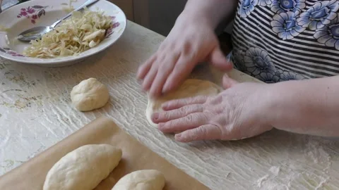 The chef bakes pies with cabbage. healthy food concept Stock-Footage 143247734