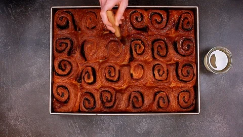 Chef baking Chocolate roll ,Chocolate pull apart rolls, Chocolate Babka Pastry Stock Footage 127536782