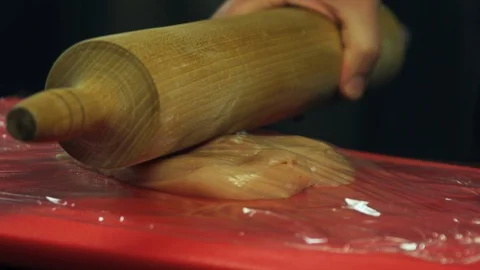 Chef Beats Chicken Meat Stock Footage 125347497