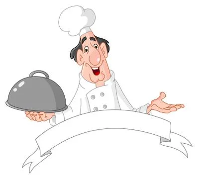 Chef with blank banner Stock Illustration