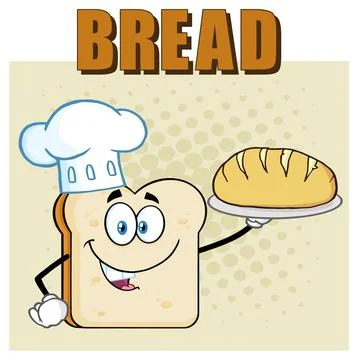 Chef Bread Slice Cartoon Mascot Character Presenting Perfect Bread Stockillustratie
