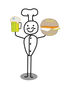 Chef Burger &amp; Soft Drink Stock Illustration