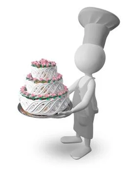 Chef with cake Stock Illustration