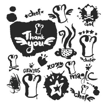 Chef Calligraphy and Doodle Set Stock Illustration