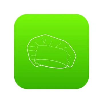 Chef cap icon green vector Stock Illustration